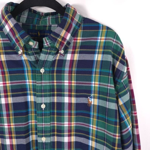 RALPH LAUREN Men’s CLASSIC FIT Button Down LS Green Multi Plaid Shirt Size XL - Picture 1 of 11